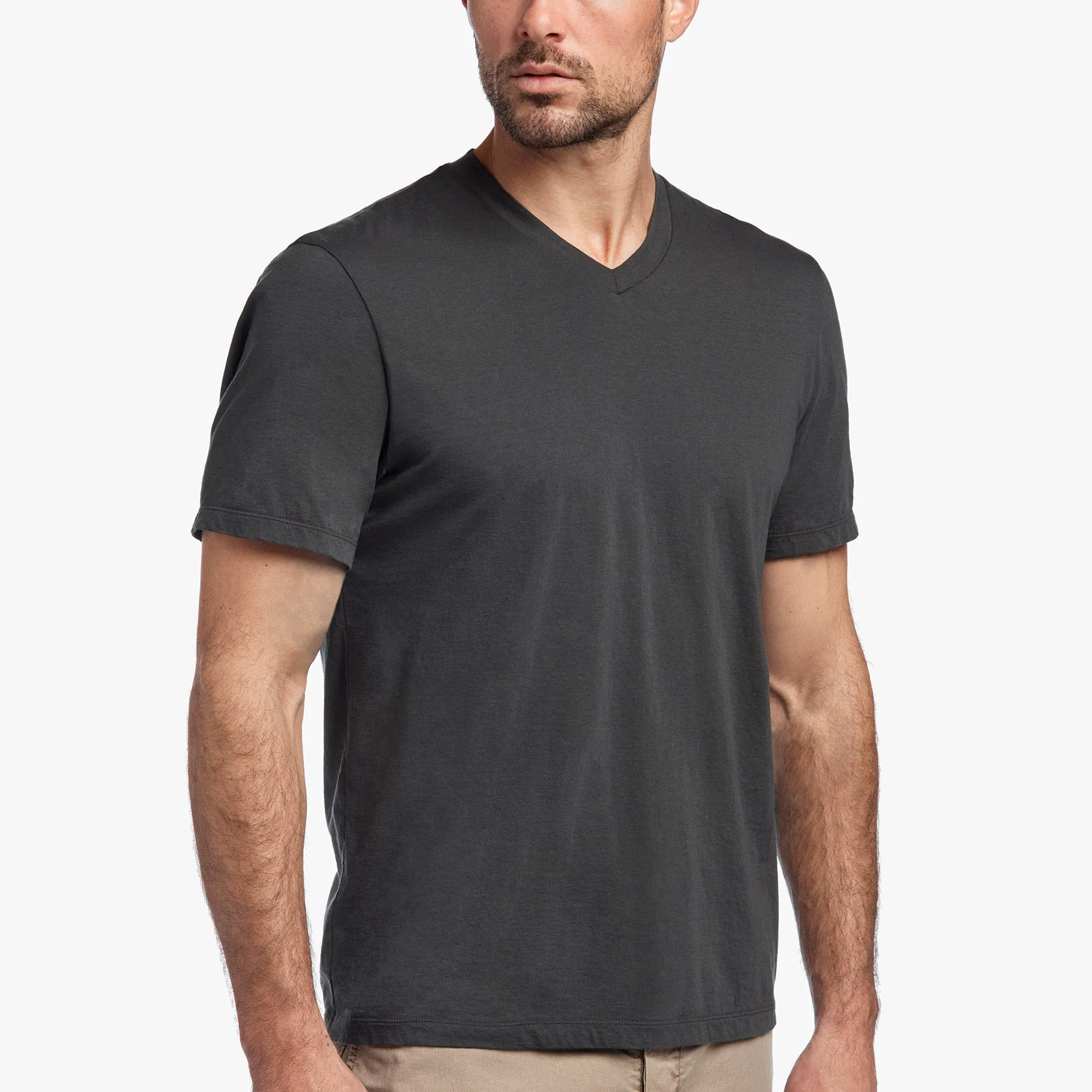 Luxe Lotus Jersey V Neck - Dark Olive sold by James Perse product image thumbnail 2