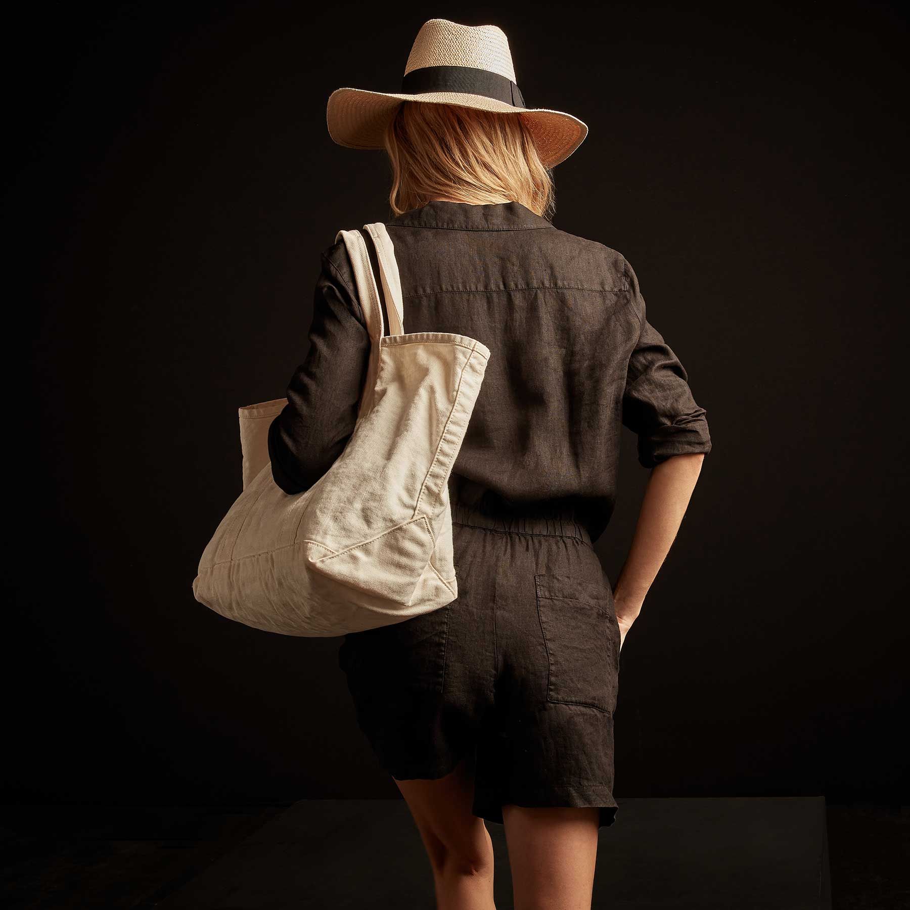 Long Sleeve Linen Shirt Romper - Black sold by James Perse product image thumbnail 6