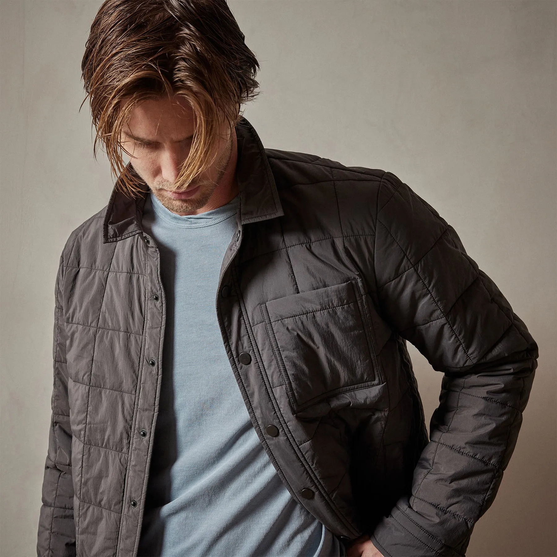 Shirttail Hem Crew - Bluestone Pigment sold by James Perse product image thumbnail 2