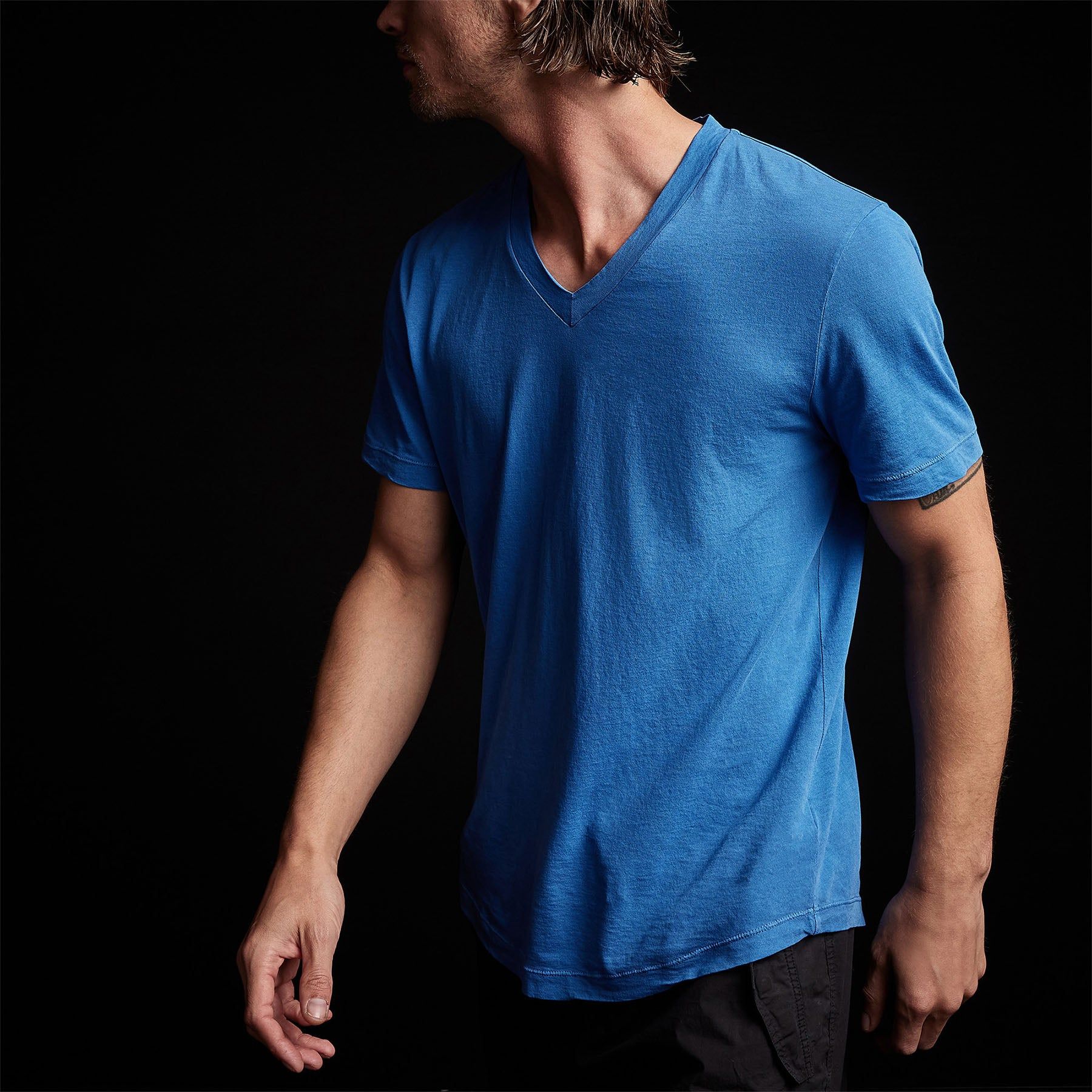 Clear Jersey V Neck - Electric Blue Pigment sold by James Perse