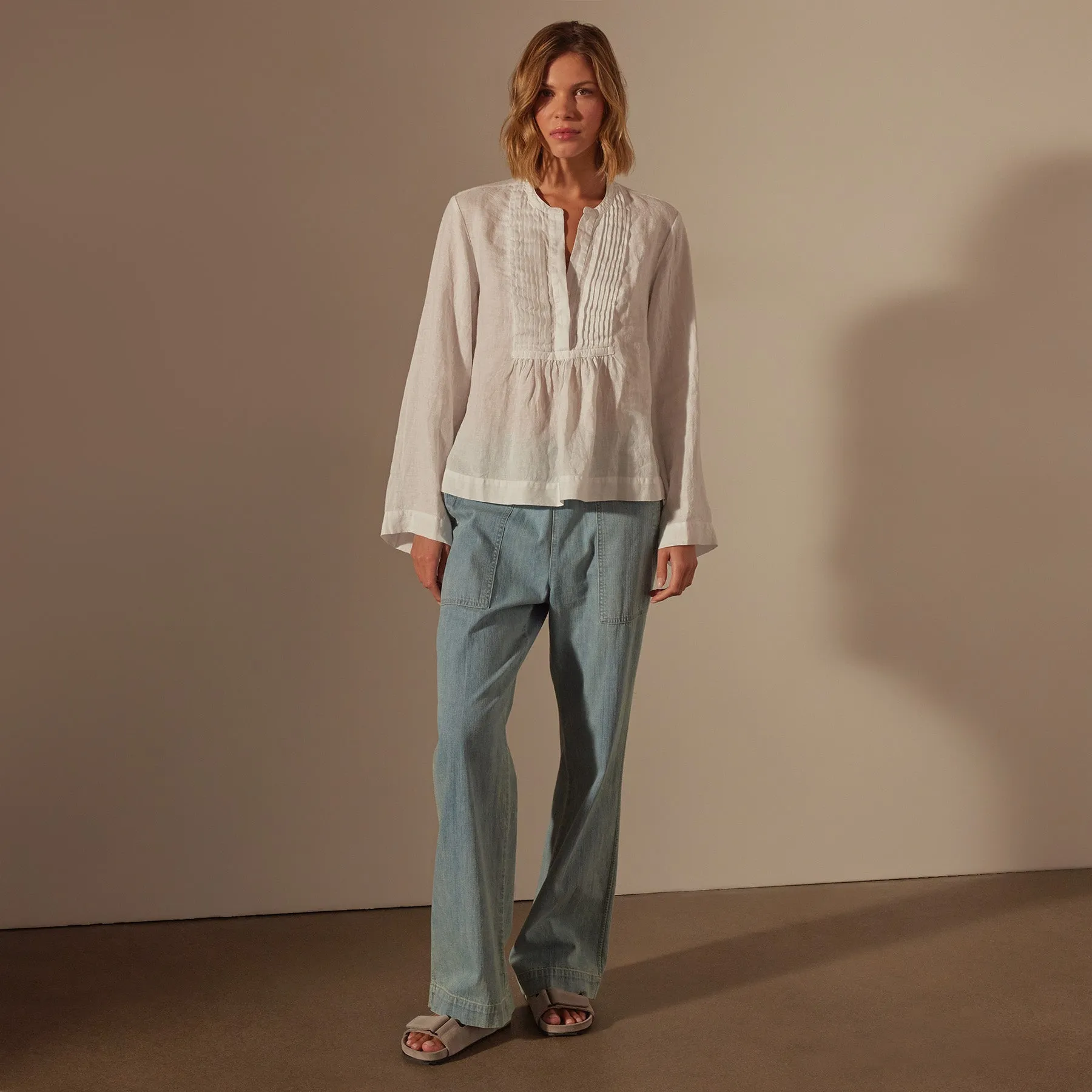 Pin Tuck Linen Top - White sold by James Perse product image thumbnail 2