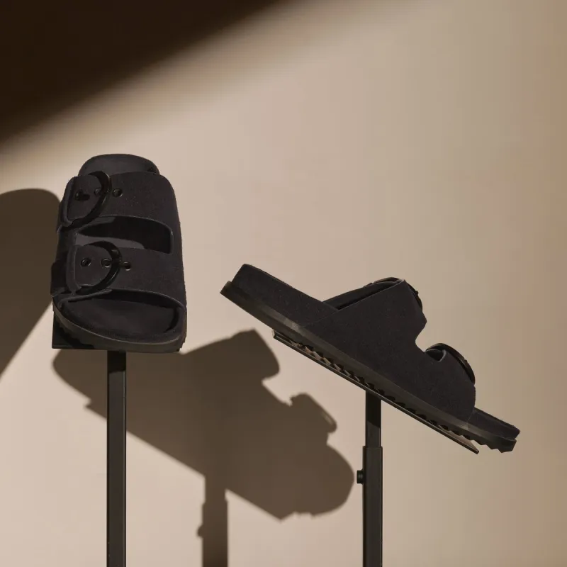 Women's Suede Buckle Slide - Black made by James Perse