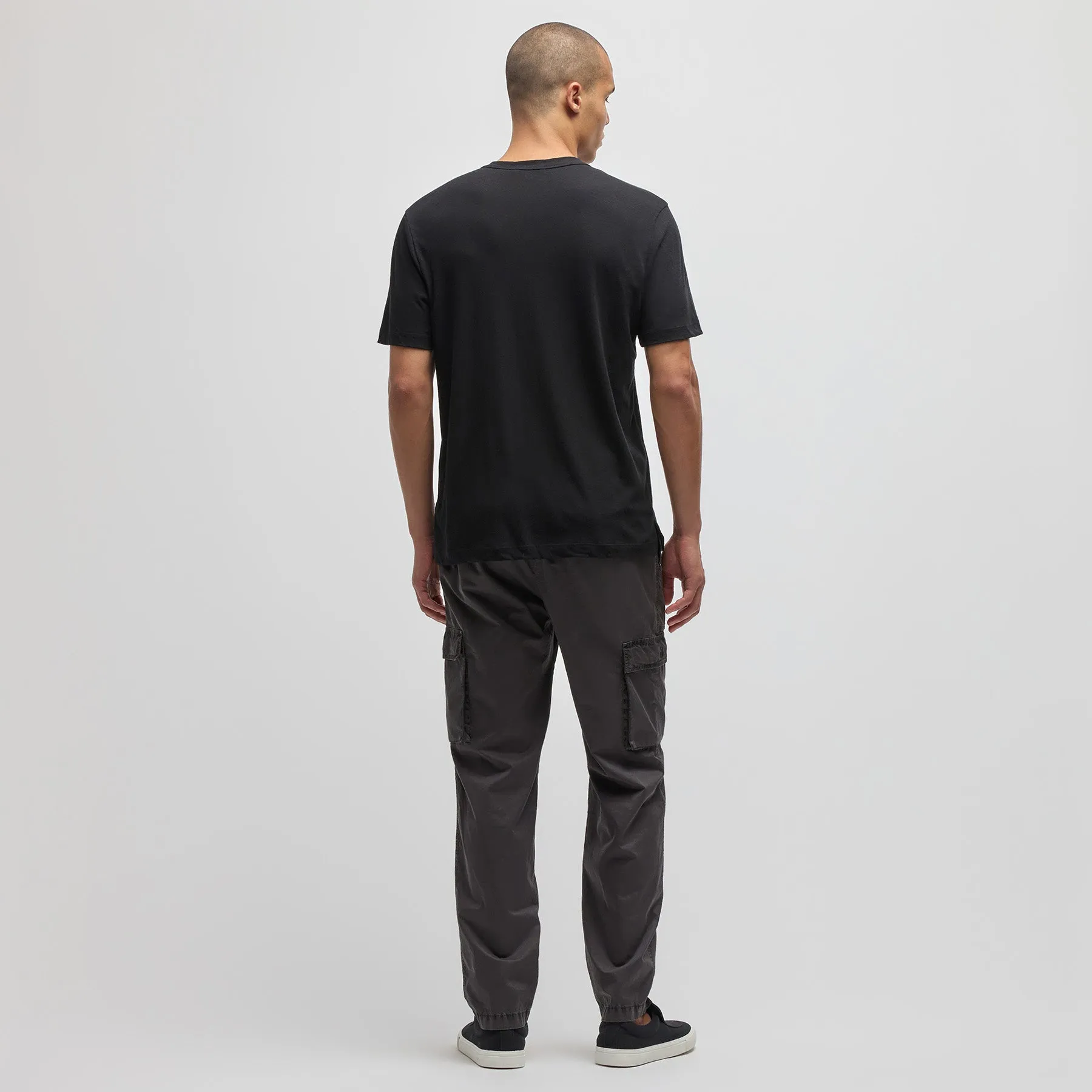 Recycled Cotton Jersey Short Sleeve Henley - Black sold by James Perse product image thumbnail 4