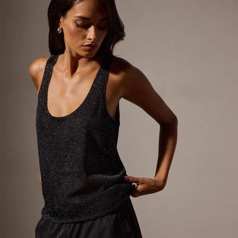Metallic Knit Tank - Black sold by James Perse