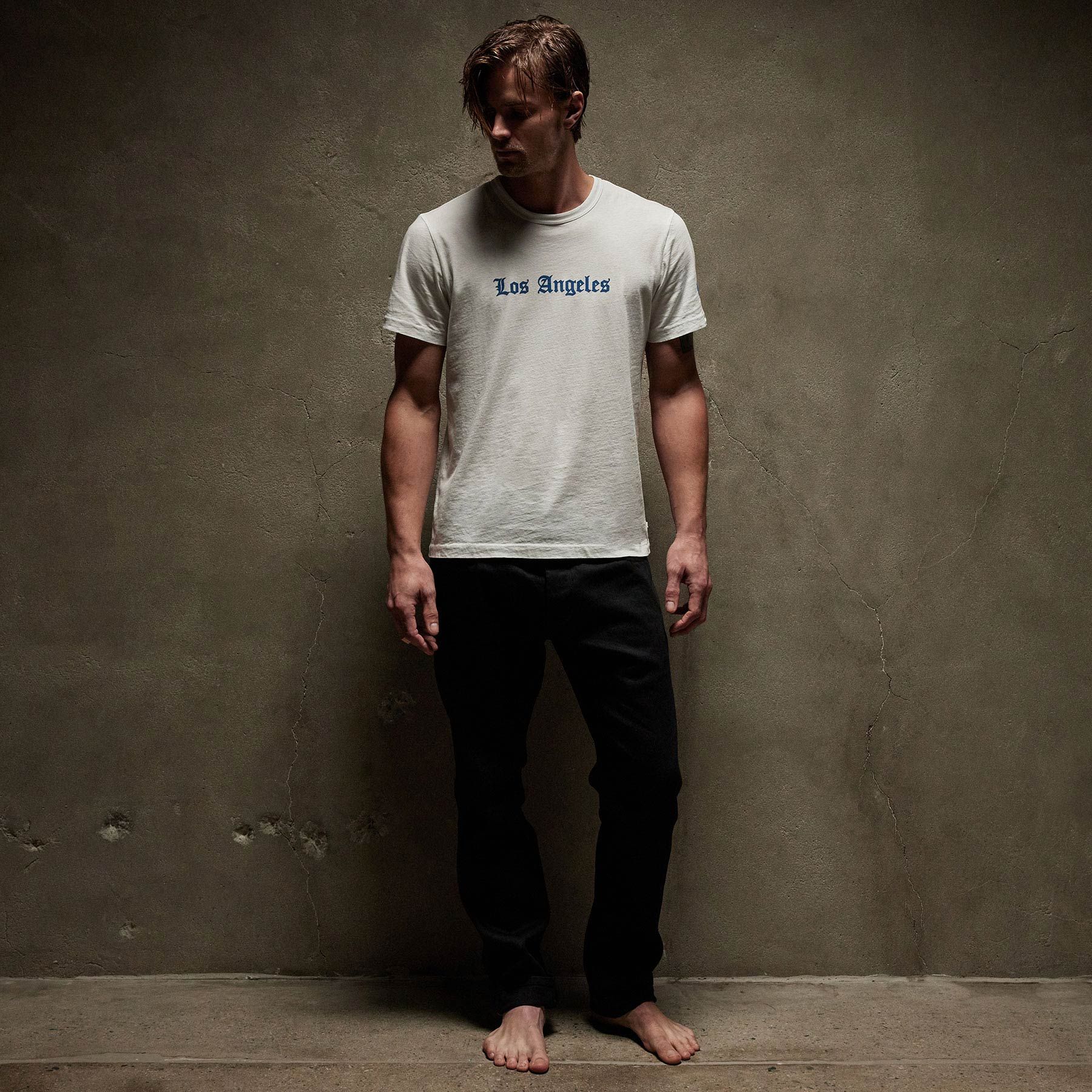 LA Gothic Short Sleeve Crew - White/True Blue sold by James Perse product image thumbnail 3