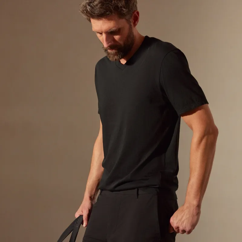 Luxe Lotus Jersey V Neck - Black sold by James Perse