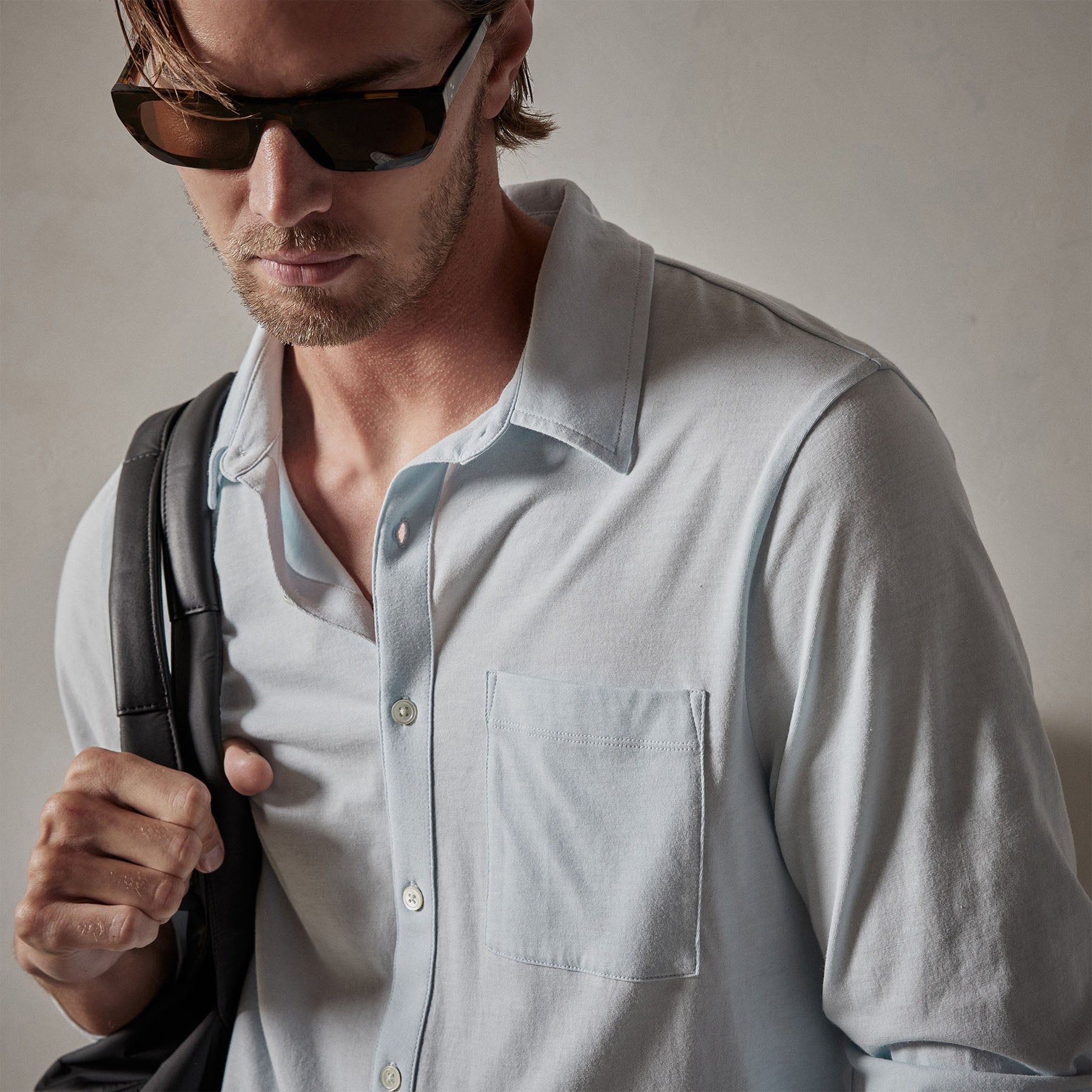 Clean Finish Jersey Shirt - Baby Blue sold by James Perse product image thumbnail 3