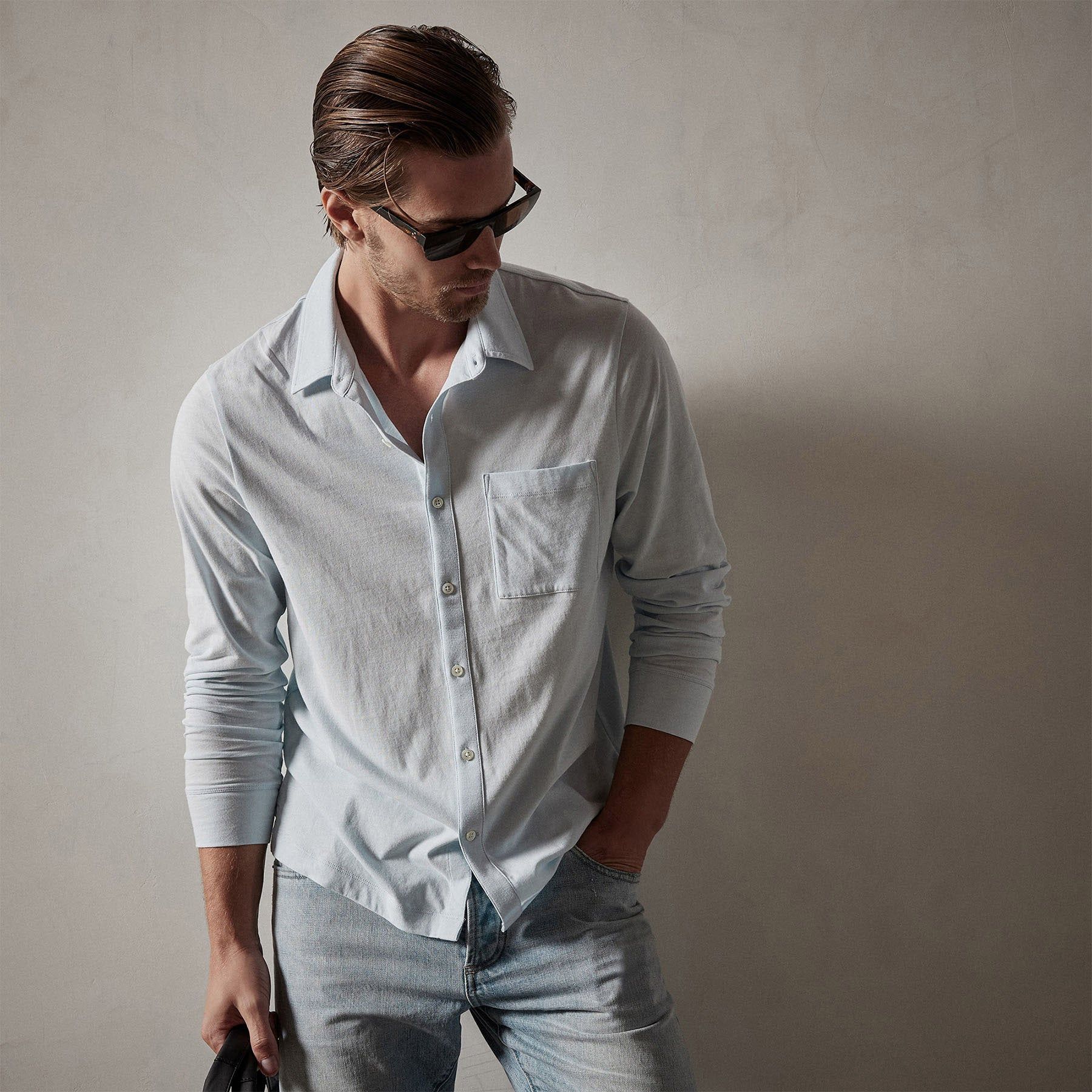 Clean Finish Jersey Shirt - Baby Blue sold by James Perse