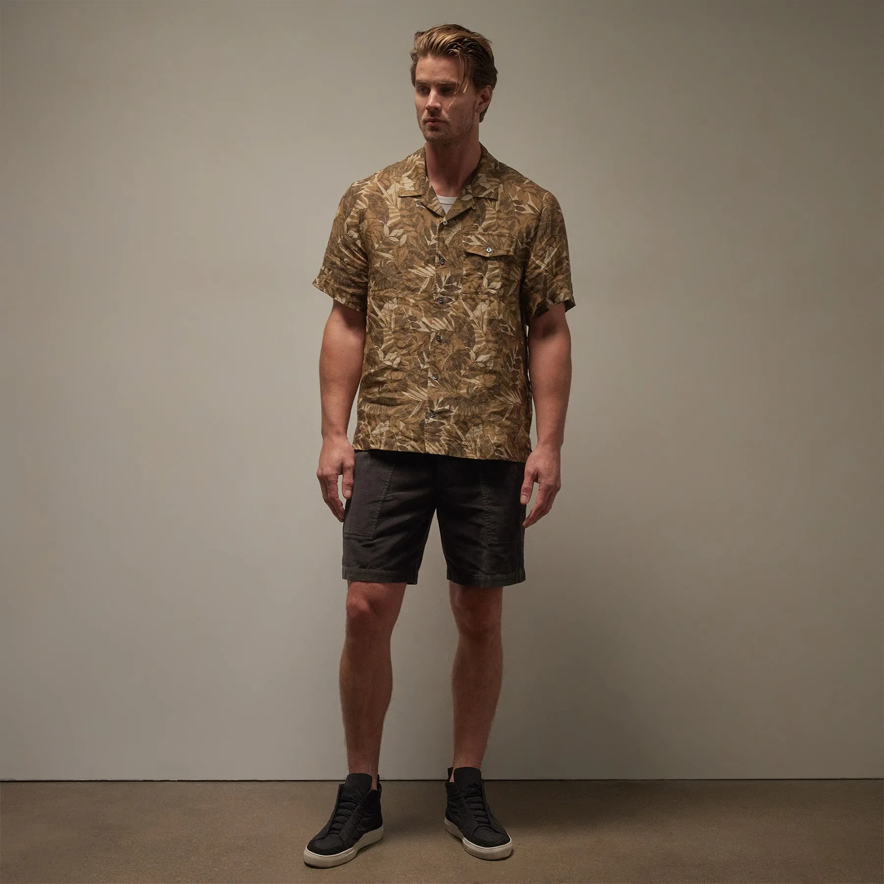 Printed Linen Short Sleeve - Sand Dune Print sold by James Perse product image thumbnail 3