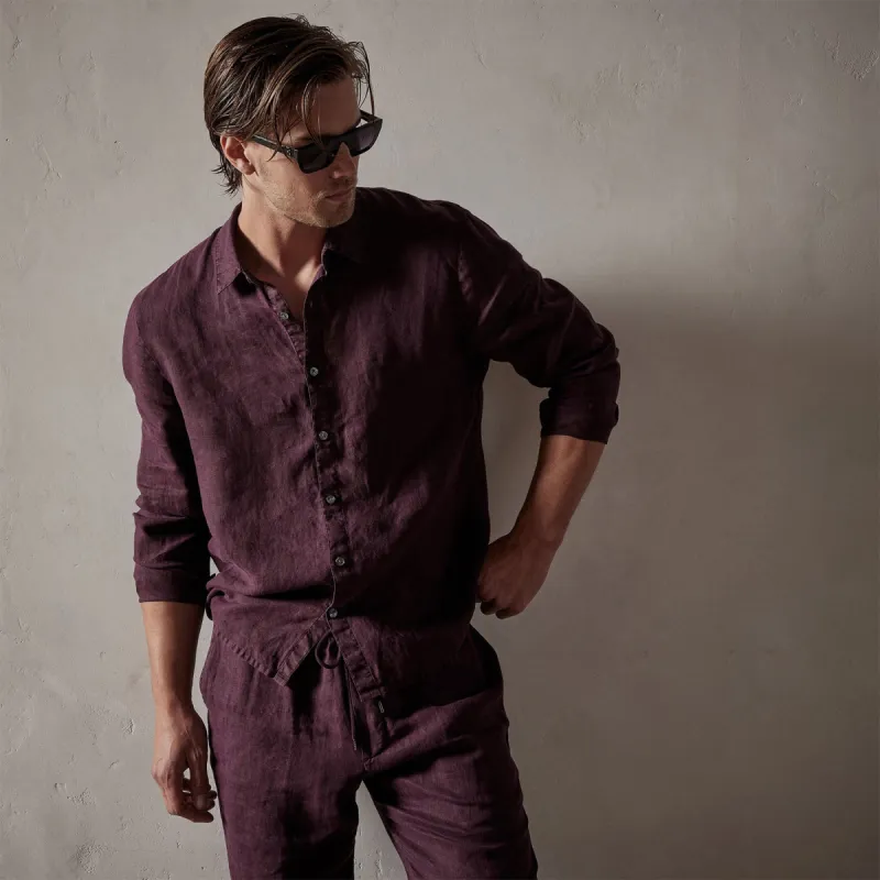 Classic Linen Shirt - Eggplant sold by James Perse