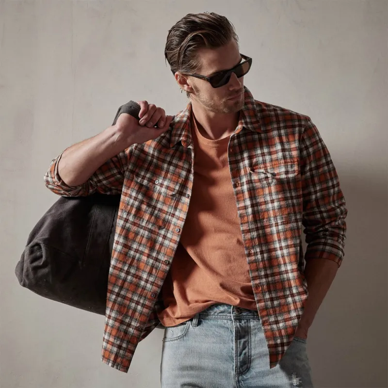 Lagoon Plaid Shirt - Bonfire made by James Perse
