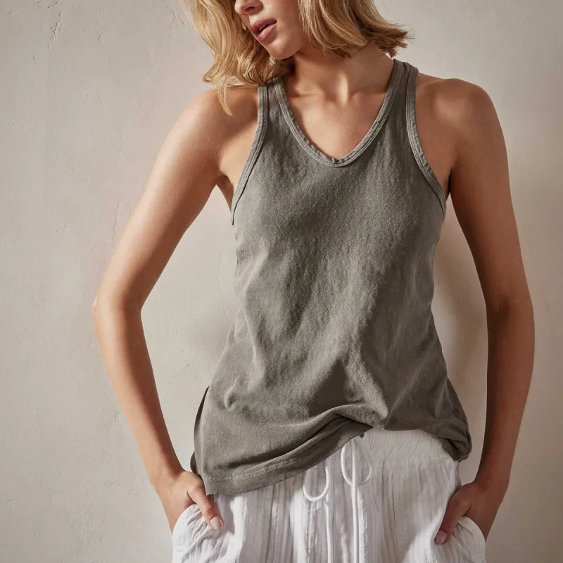 Cut Away Racer Back Tank - River Rock Pigment sold by James Perse
