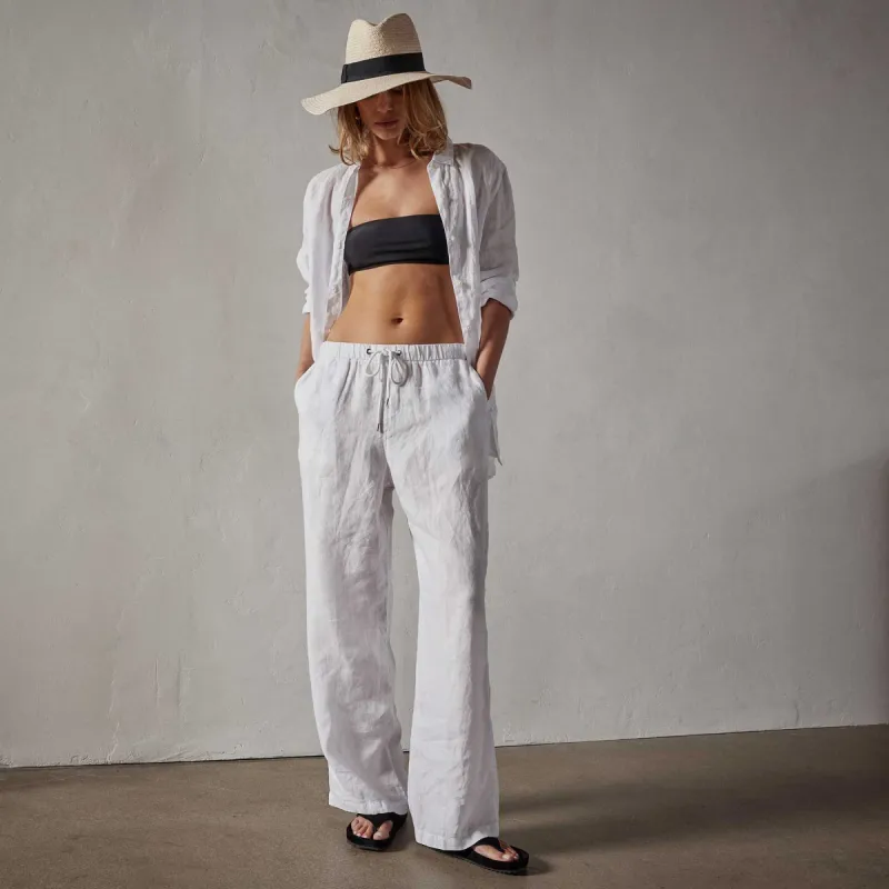 Lightweight Linen Pant - White sold by James Perse