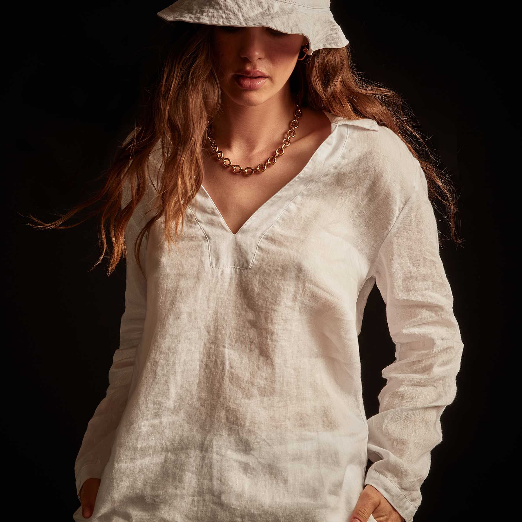 Open Collar Linen Shirt - White sold by James Perse product image thumbnail 2