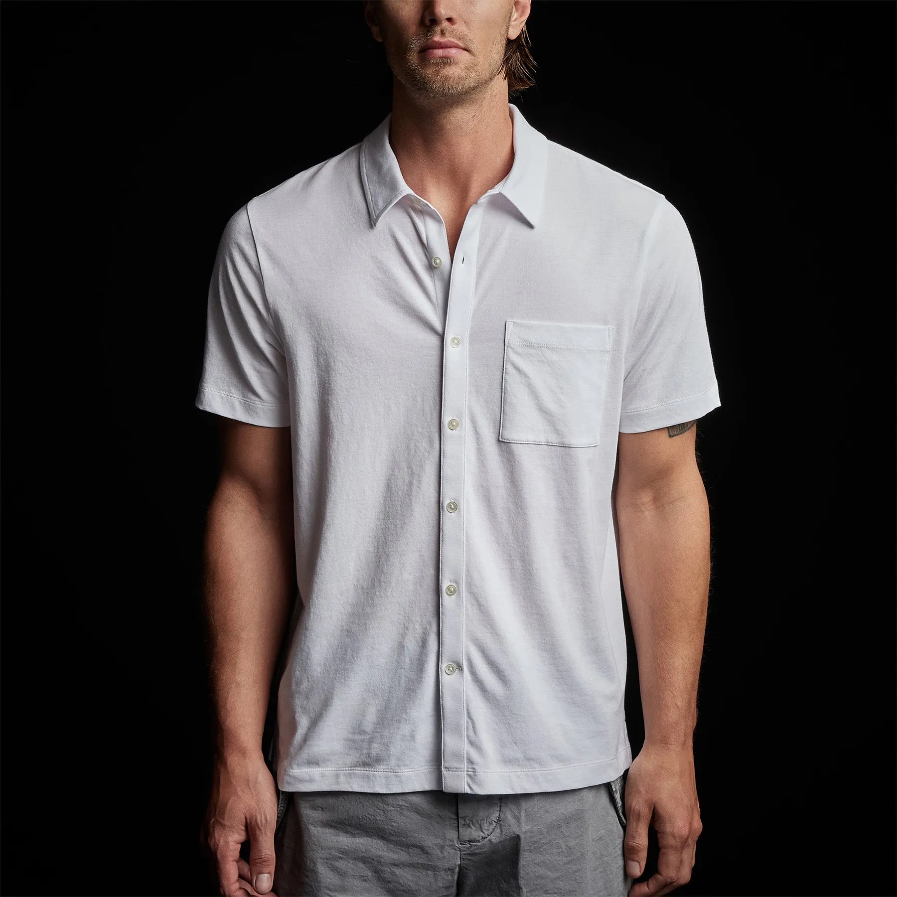Clean Finish Short Sleeve Shirt - White sold by James Perse product image thumbnail 3