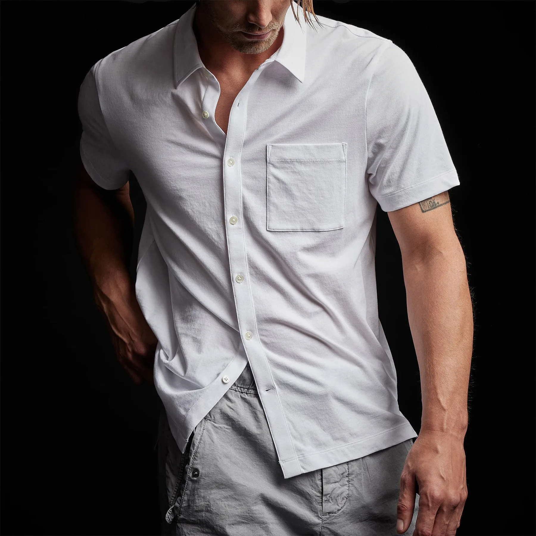 Clean Finish Short Sleeve Shirt - White sold by James Perse