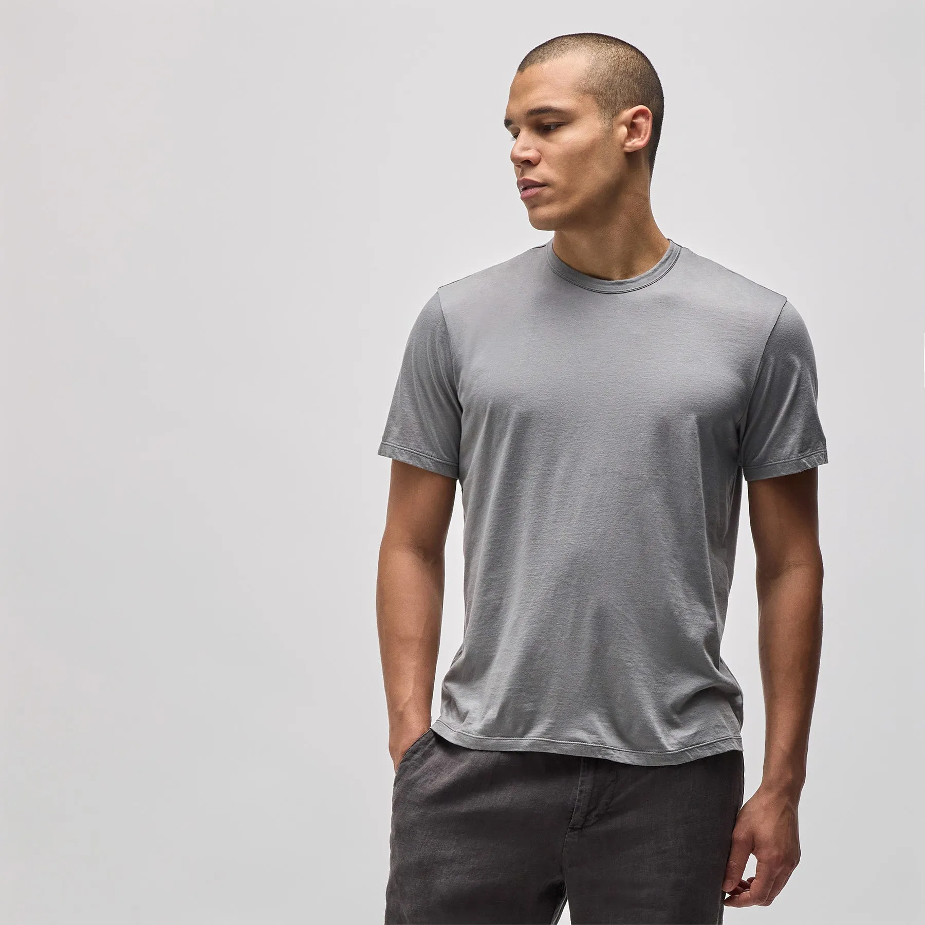 Luxe Lotus Jersey Tee - Silver Grey sold by James Perse
