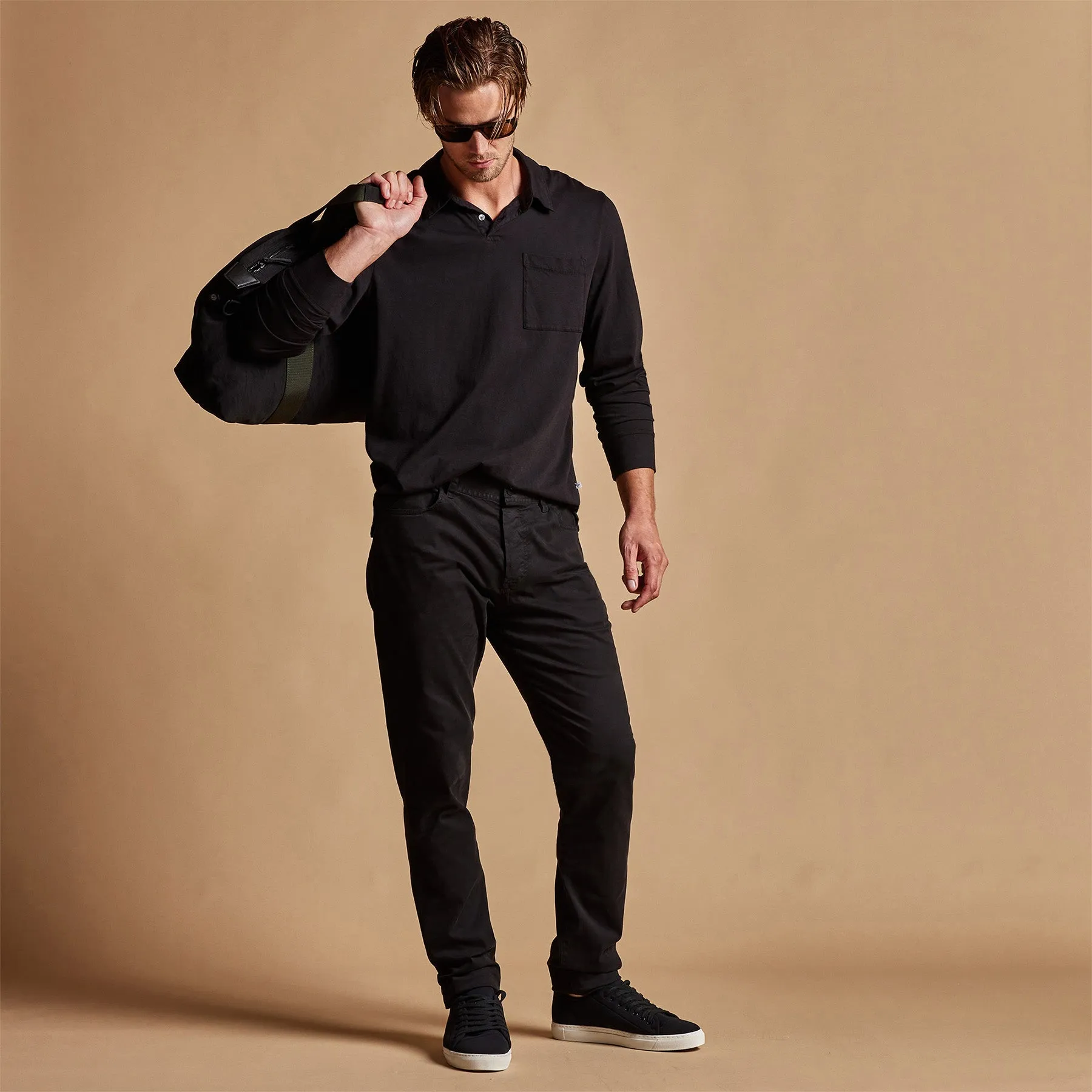 Brushed Twill 5 Pocket Pant - Black sold by James Perse