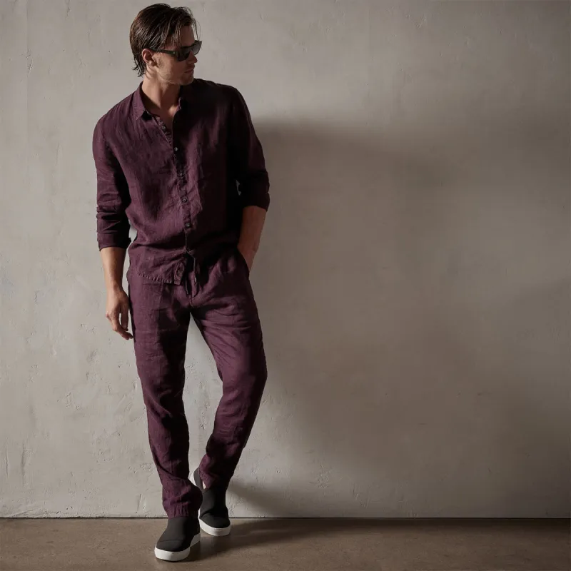 Lightweight Linen Pant - Eggplant sold by James Perse