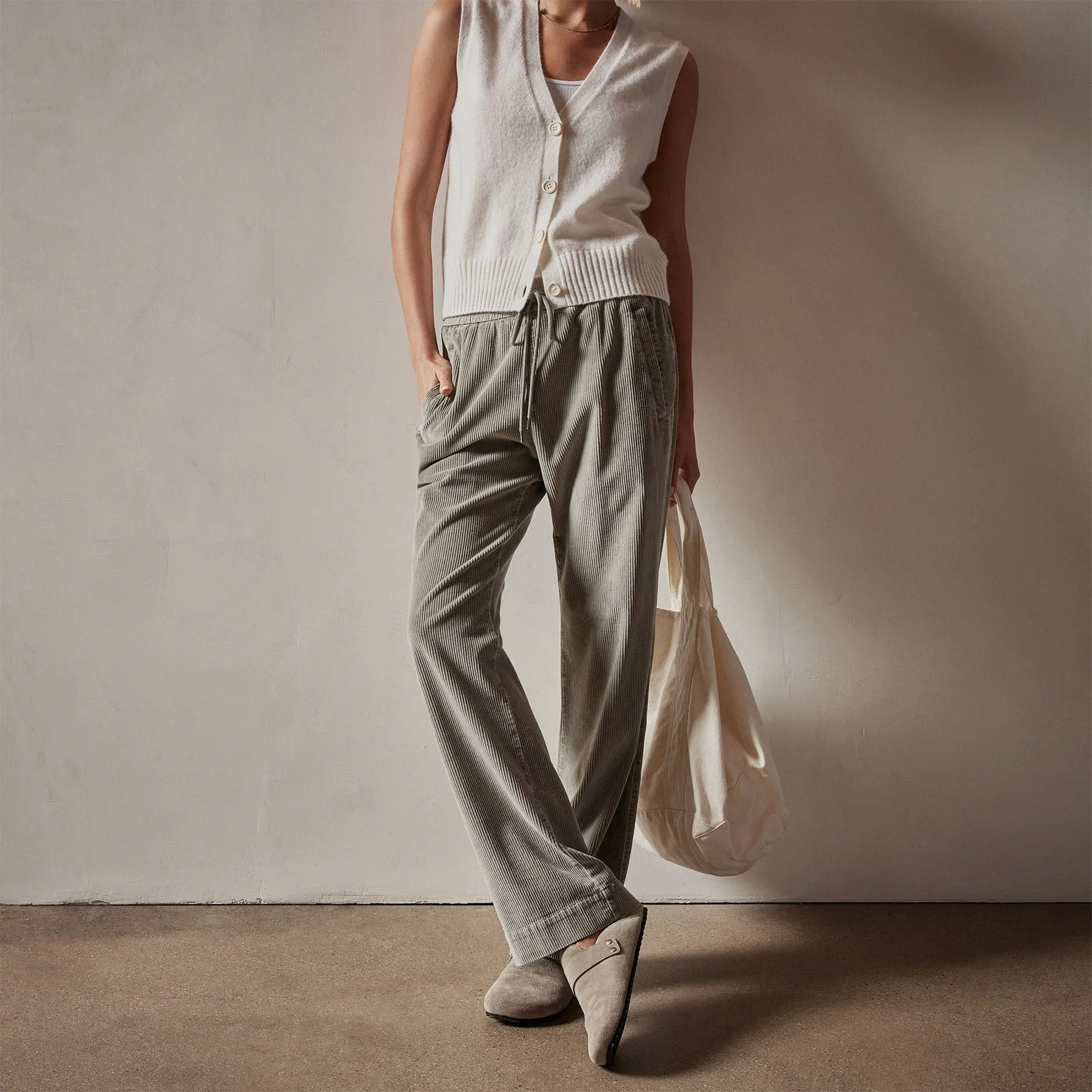 Wide Leg Corduroy Pant - Concrete Pigment sold by James Perse product image thumbnail 2