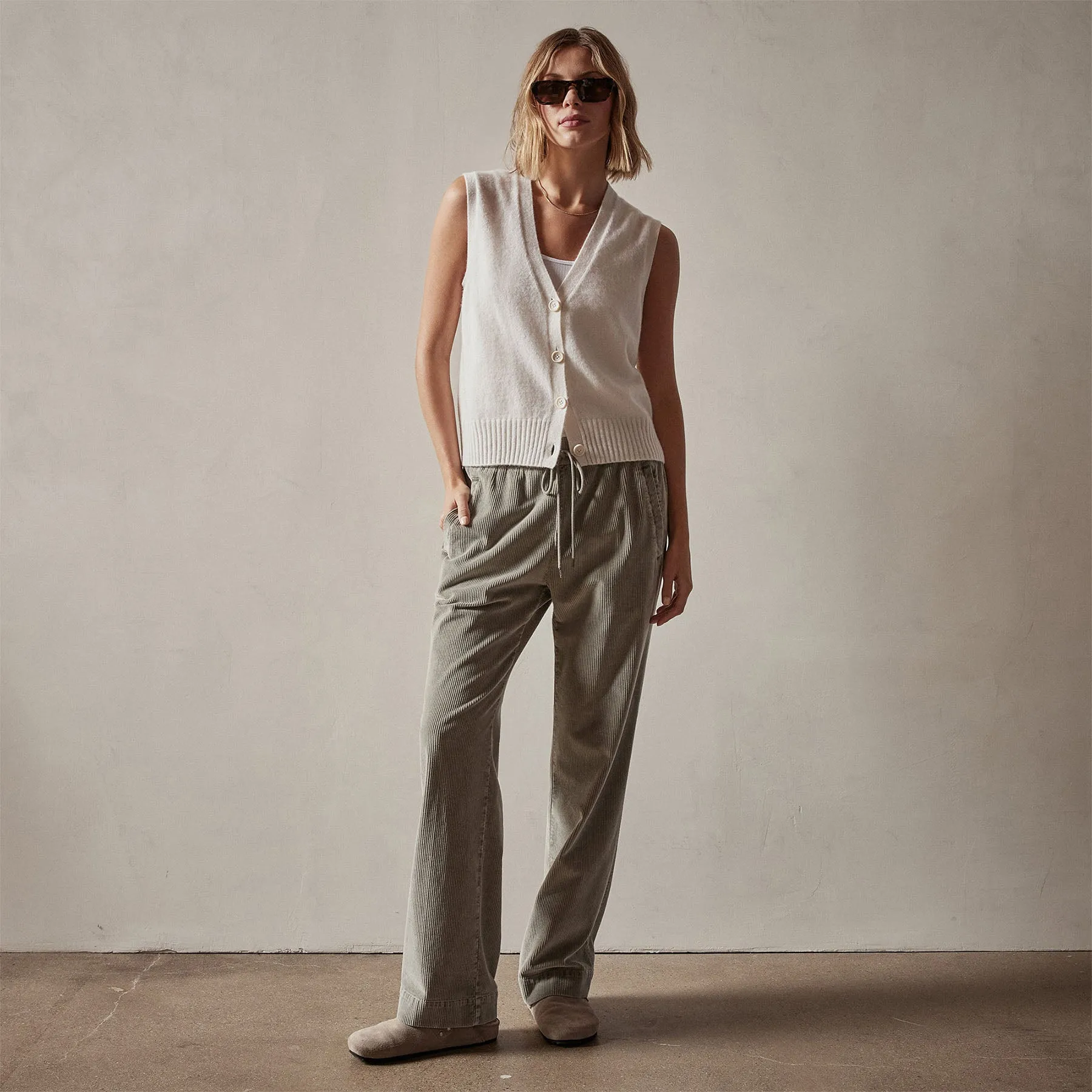 Wide Leg Corduroy Pant - Concrete Pigment sold by James Perse