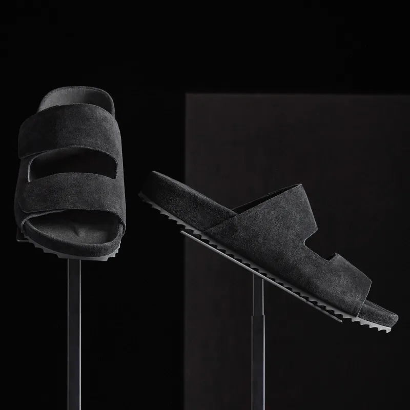 Men's Double Strap Suede Slide - Black sold by James Perse