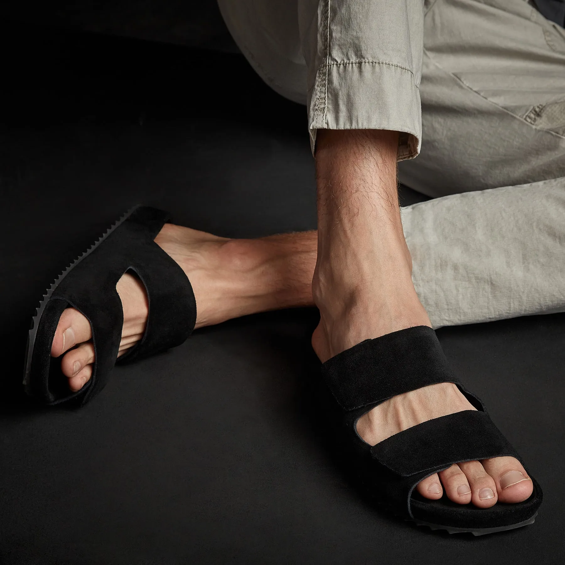 Men's Double Strap Suede Slide - Black sold by James Perse product image thumbnail 5