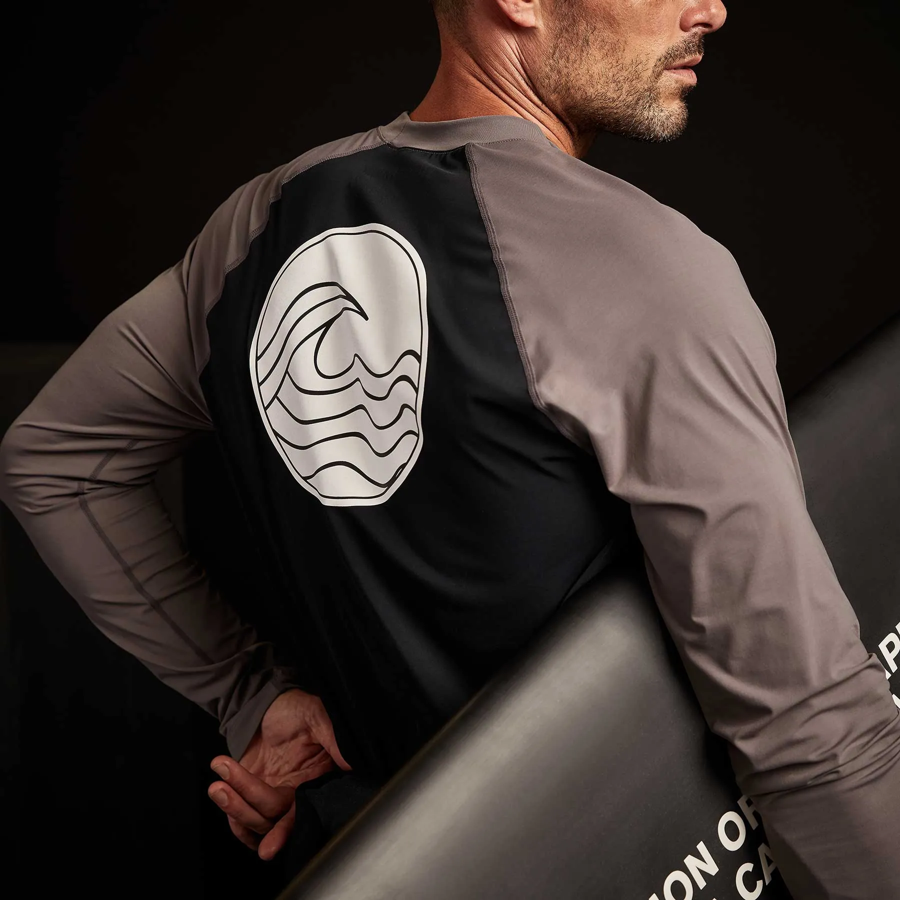 High Performance Knit Raglan - Black/Raccoon Grey sold by James Perse product image thumbnail 5
