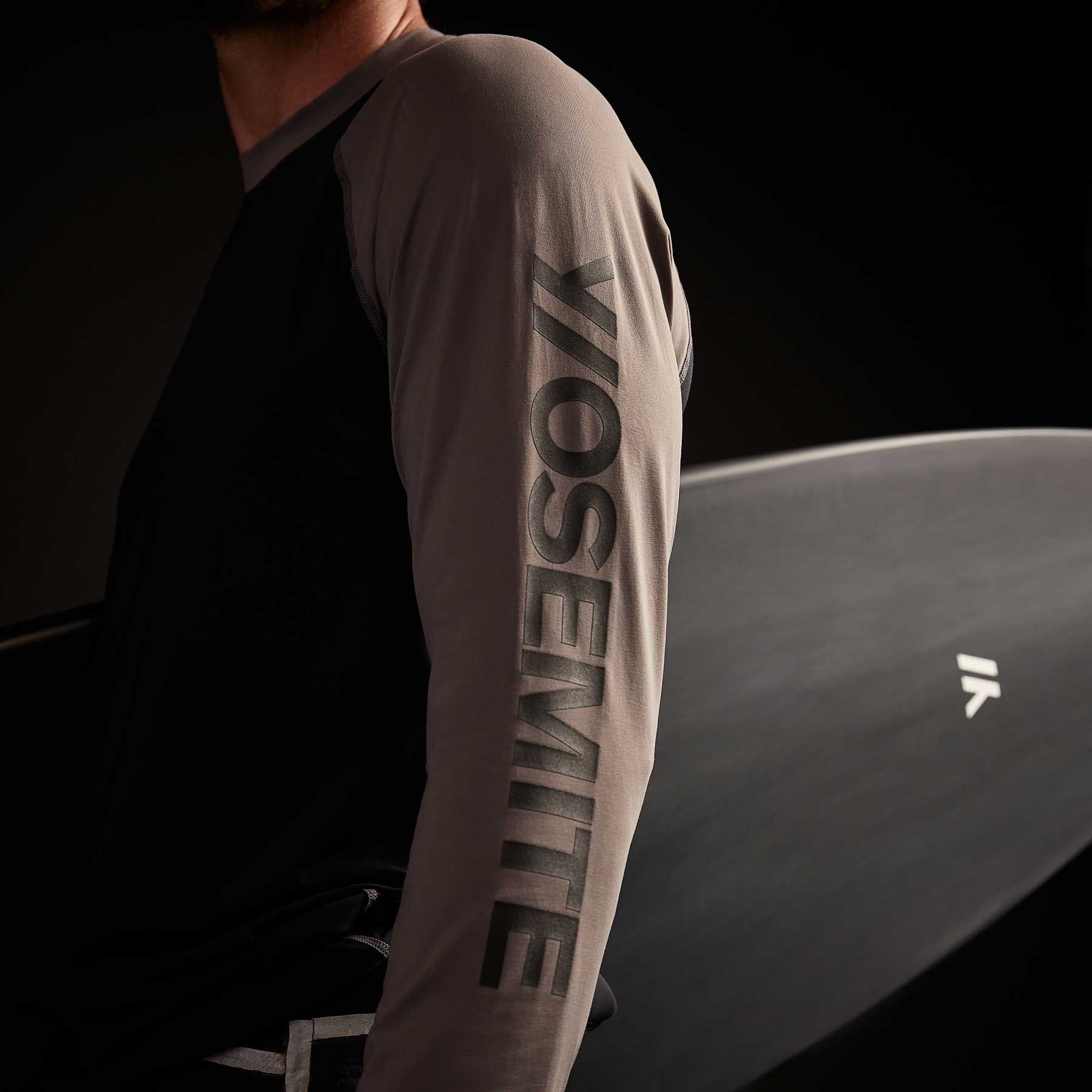 Y/OSEMITE High Performance Knit Raglan - Black/Raccoon Grey sold by James Perse product image thumbnail 2