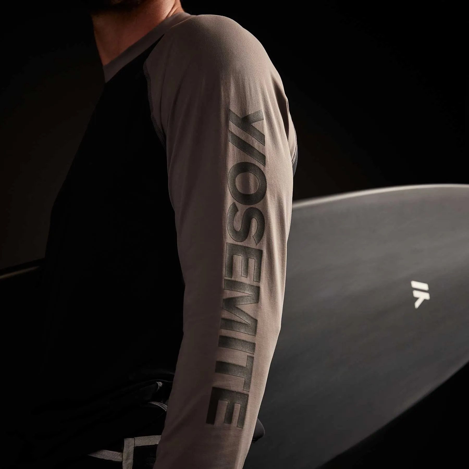 High Performance Knit Raglan - Black/Raccoon Grey sold by James Perse product image thumbnail 2