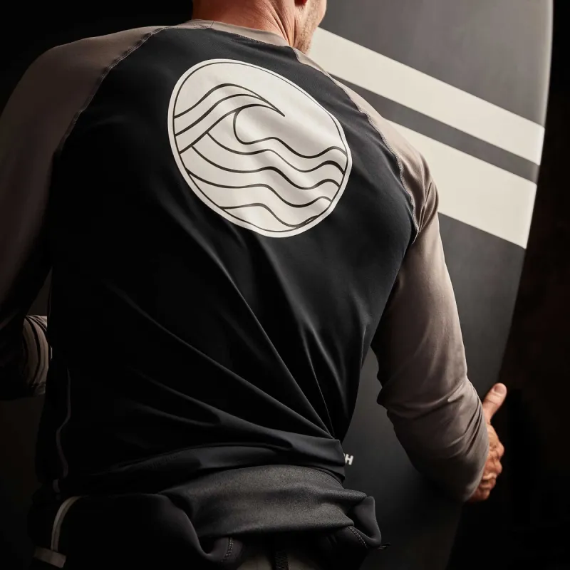 High Performance Knit Raglan - Black/Raccoon Grey sold by James Perse