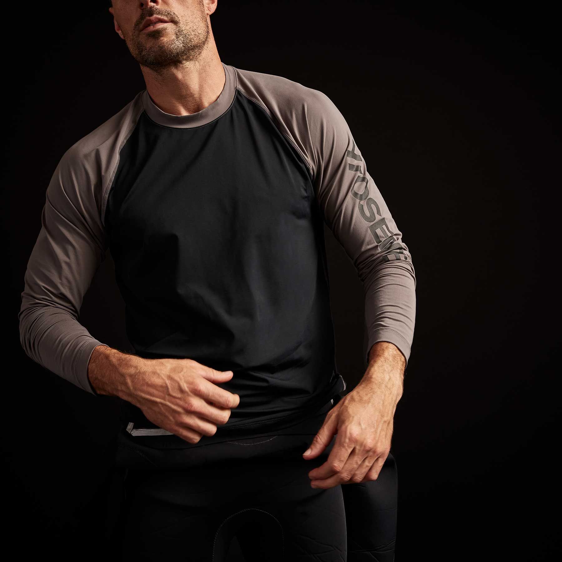 Y/OSEMITE High Performance Knit Raglan - Black/Raccoon Grey sold by James Perse product image thumbnail 3