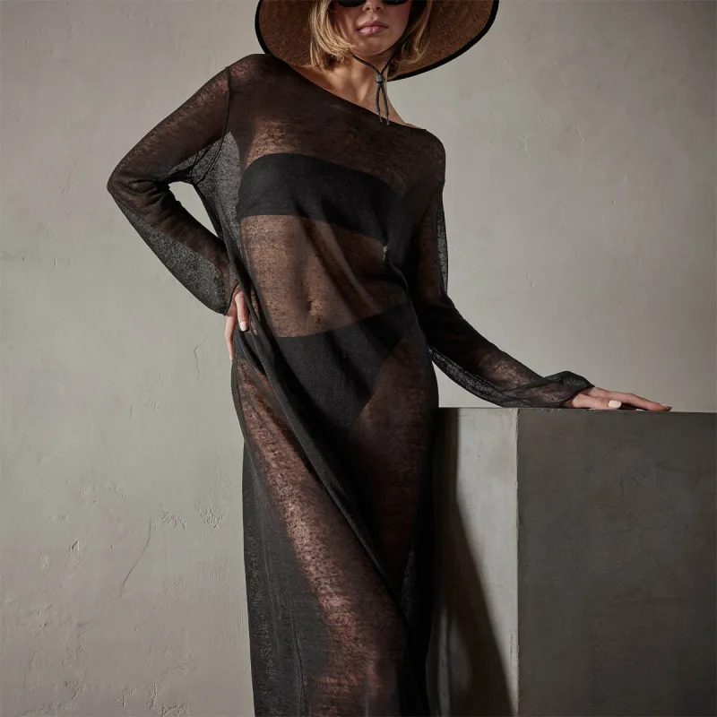 Soleil Linen Caftan - Black sold by James Perse