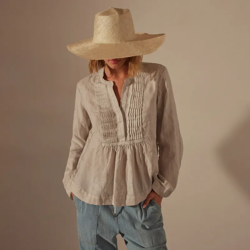 Pin Tuck Linen Top - Salt Pigment made by James Perse