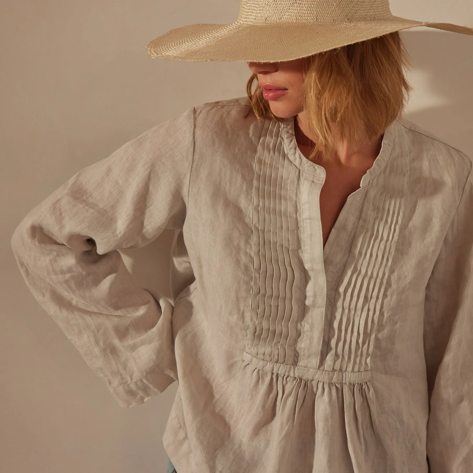 Pin Tuck Linen Top - Salt Pigment sold by James Perse product image thumbnail 2