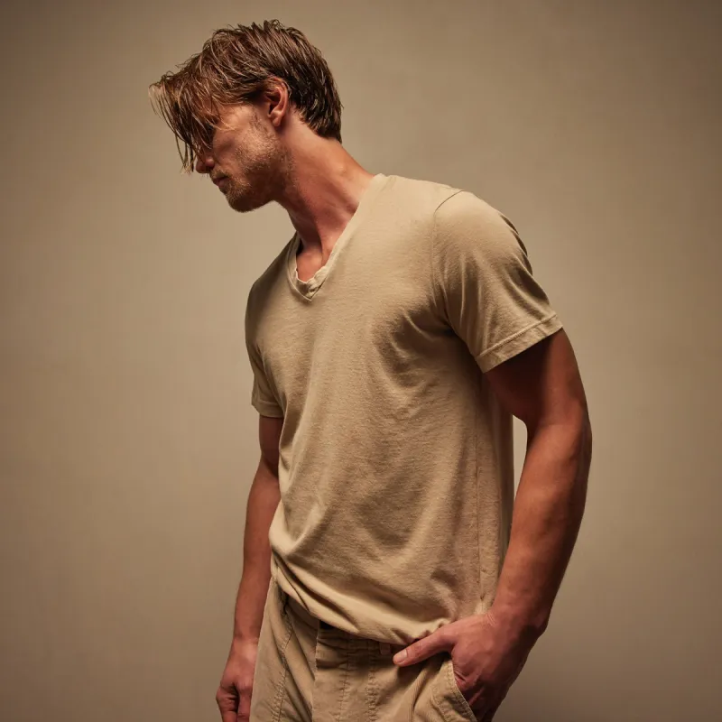 Short Sleeve V Neck - Sand Dune Pigment sold by James Perse