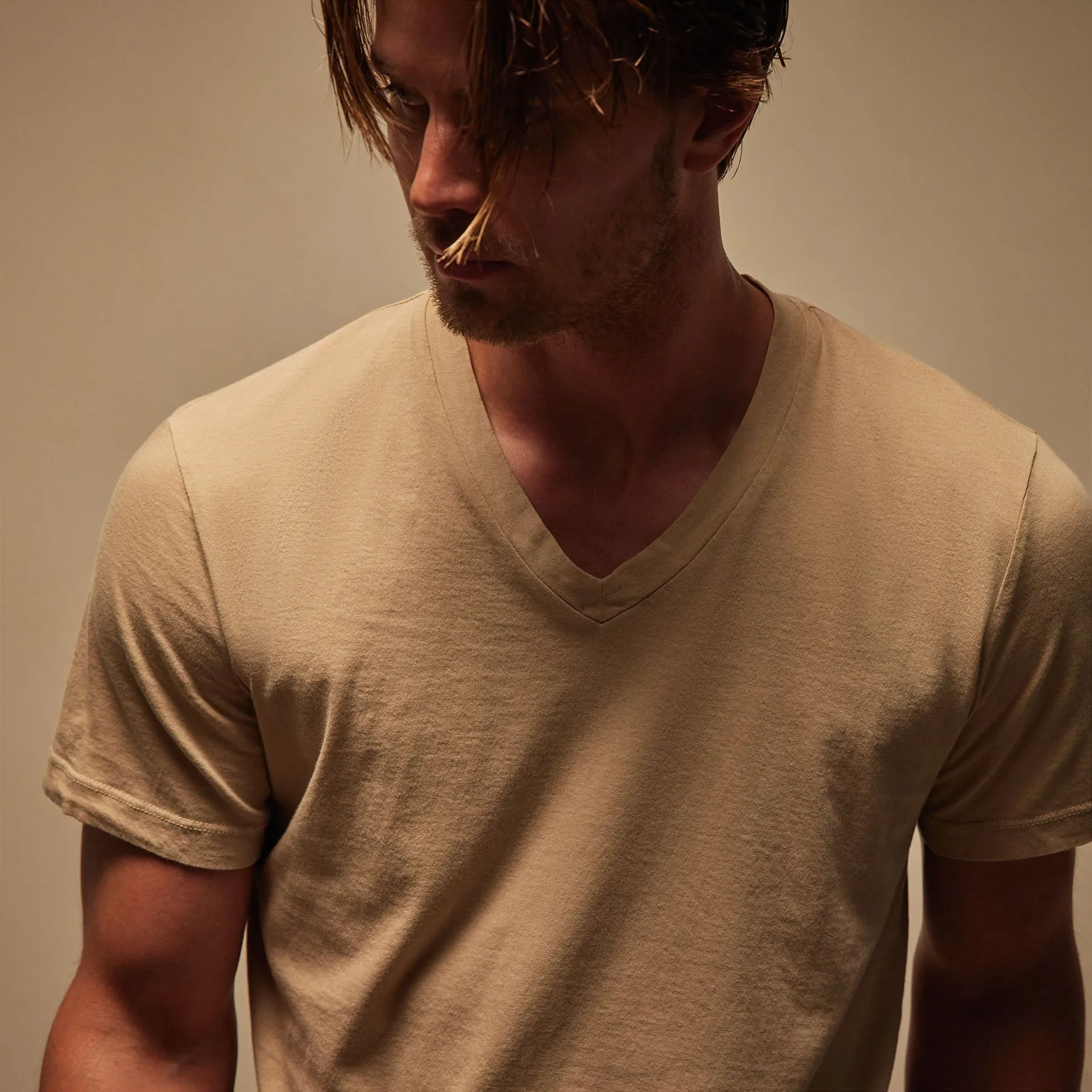 Short Sleeve V Neck - Sand Dune Pigment sold by James Perse product image thumbnail 2