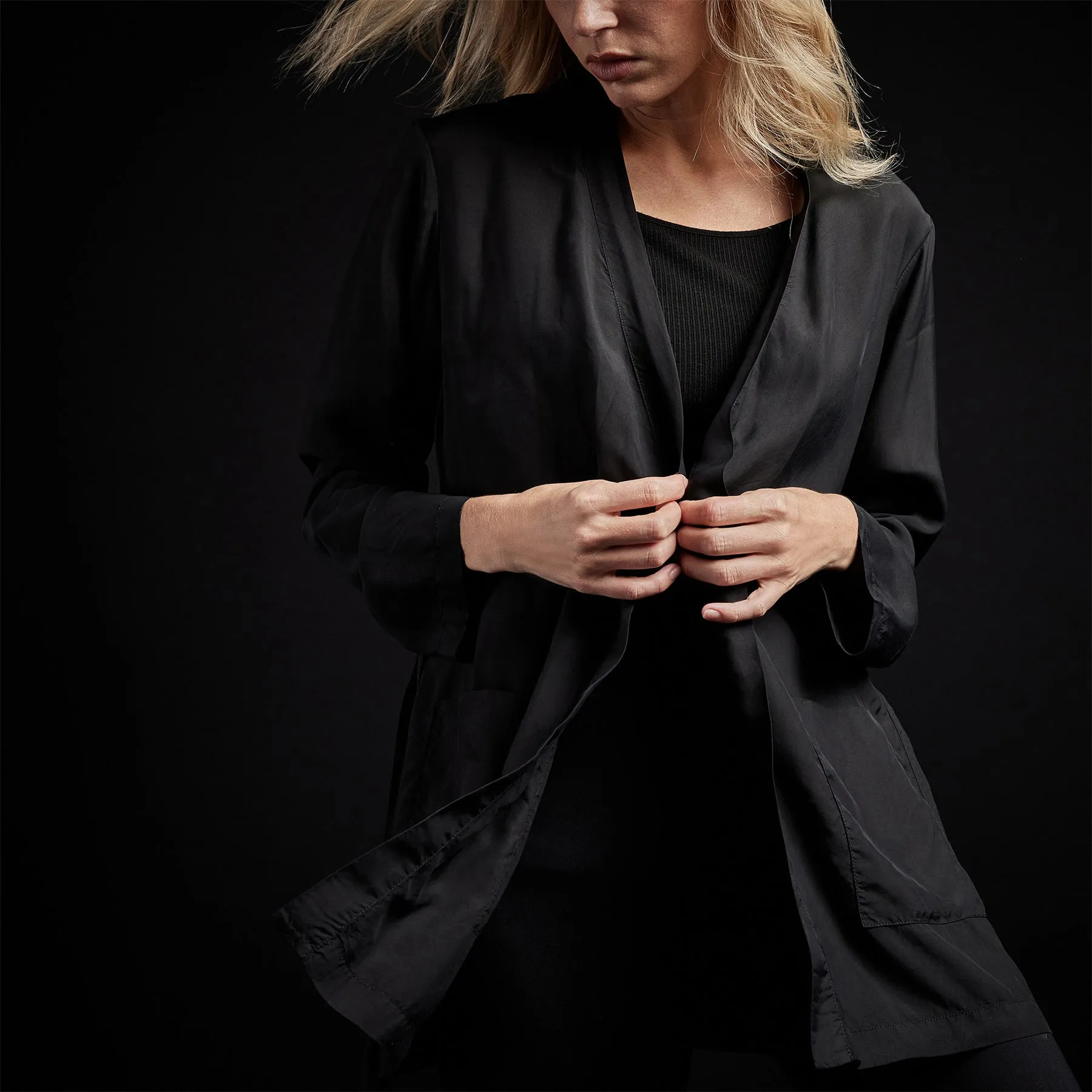 Soft Drape Kimono Top - Black sold by James Perse
