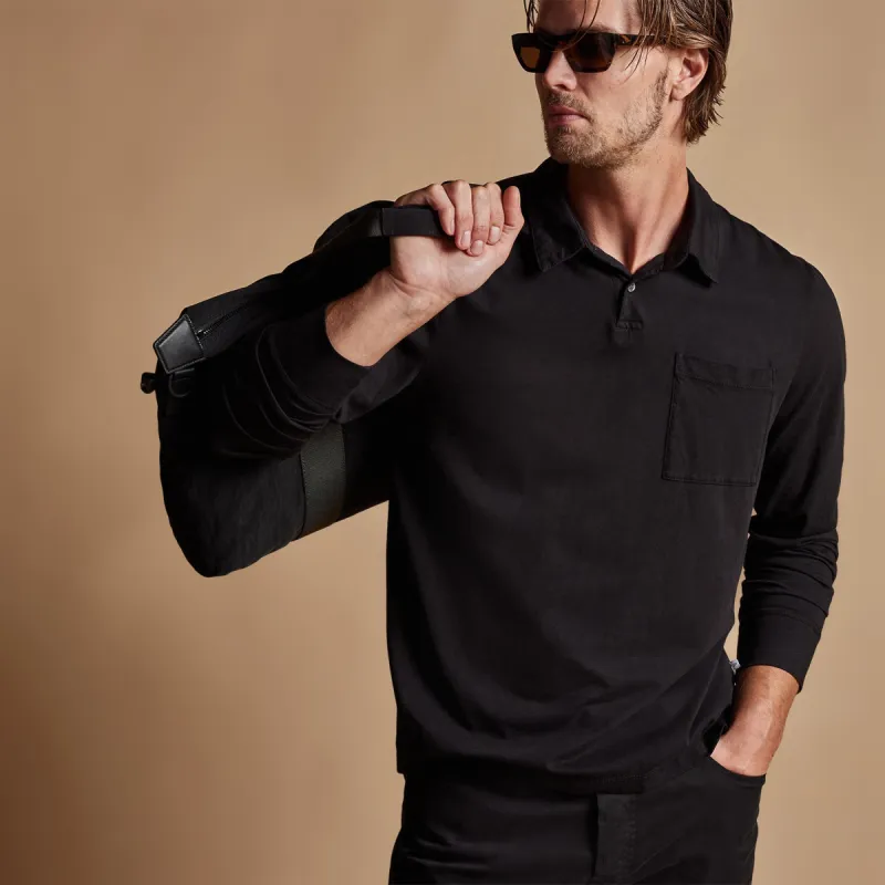 Sueded Jersey Rugby Polo - Black sold by James Perse