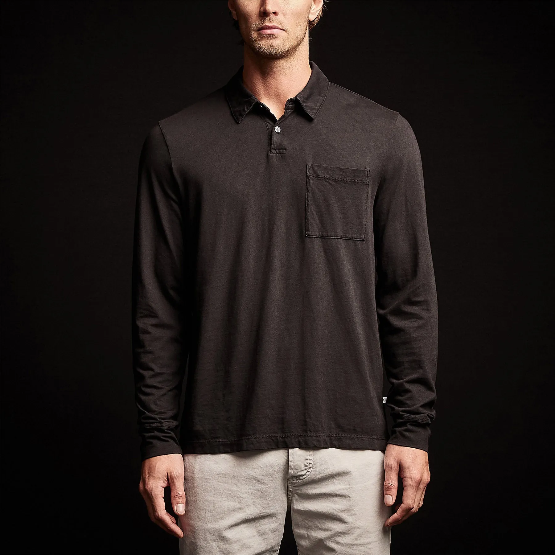 Sueded Jersey Rugby Polo - Black sold by James Perse product image thumbnail 4
