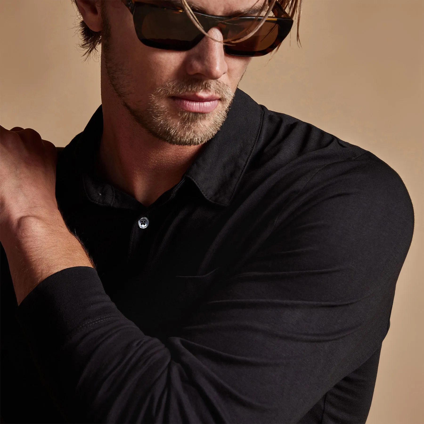 Sueded Jersey Rugby Polo - Black sold by James Perse product image thumbnail 3