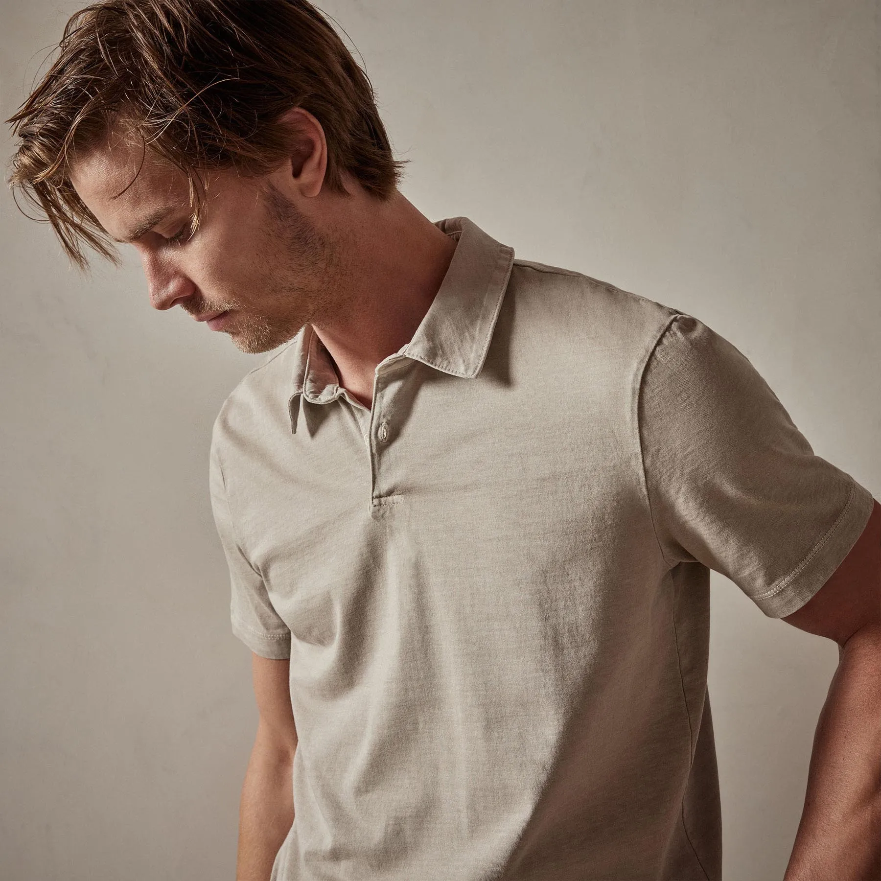 Sueded Jersey Polo - Toast Pigment sold by James Perse product image thumbnail 4