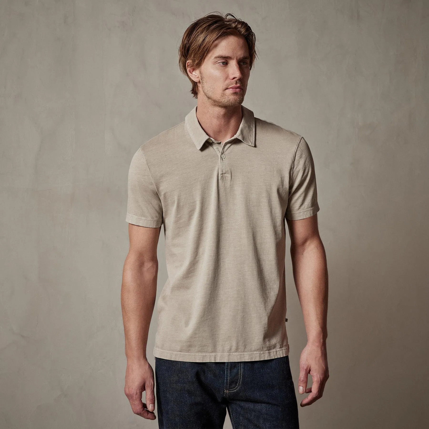 Sueded Jersey Polo - Toast Pigment sold by James Perse product image thumbnail 3