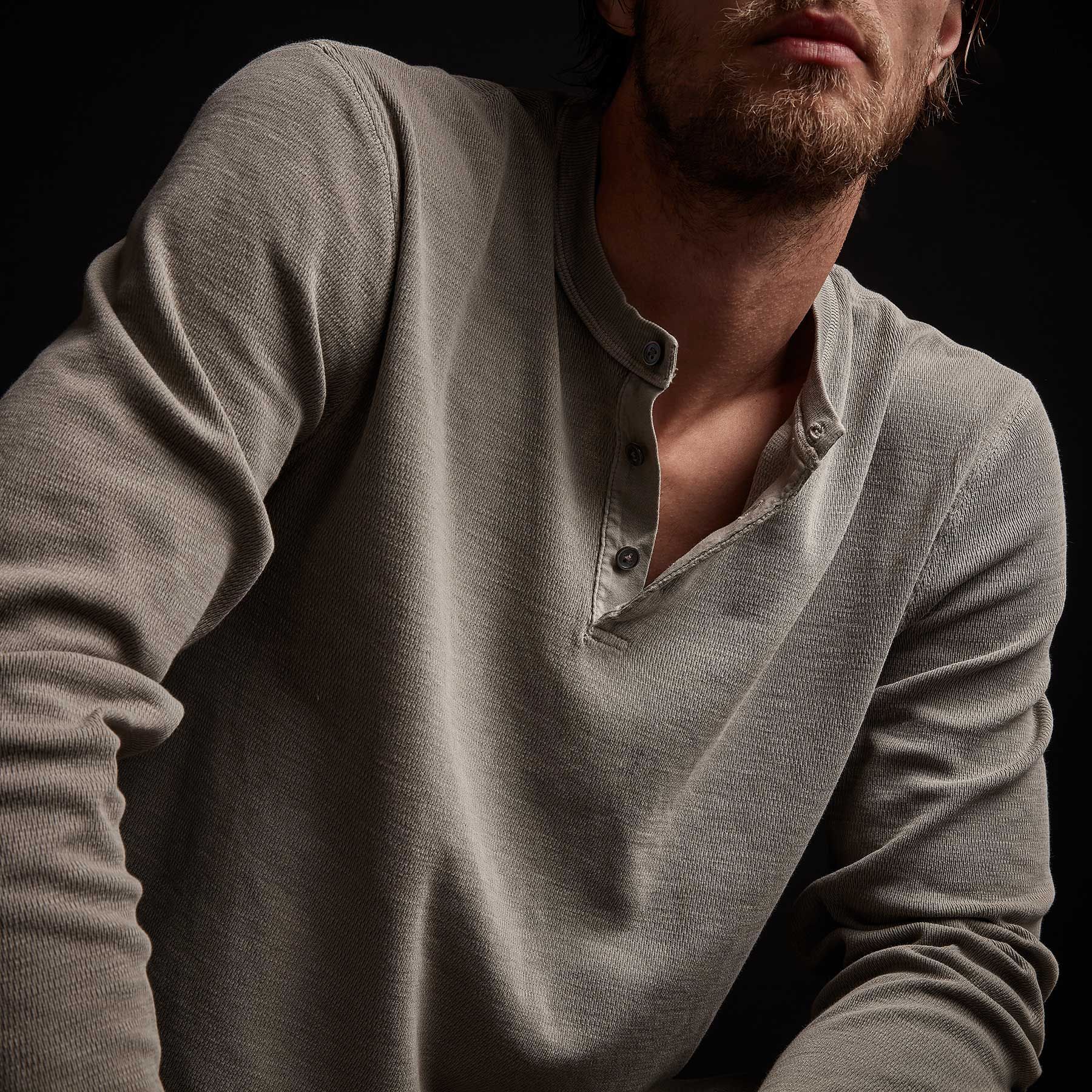 Long Sleeve Thermal Henley - Greystone Pigment sold by James Perse product image thumbnail 2