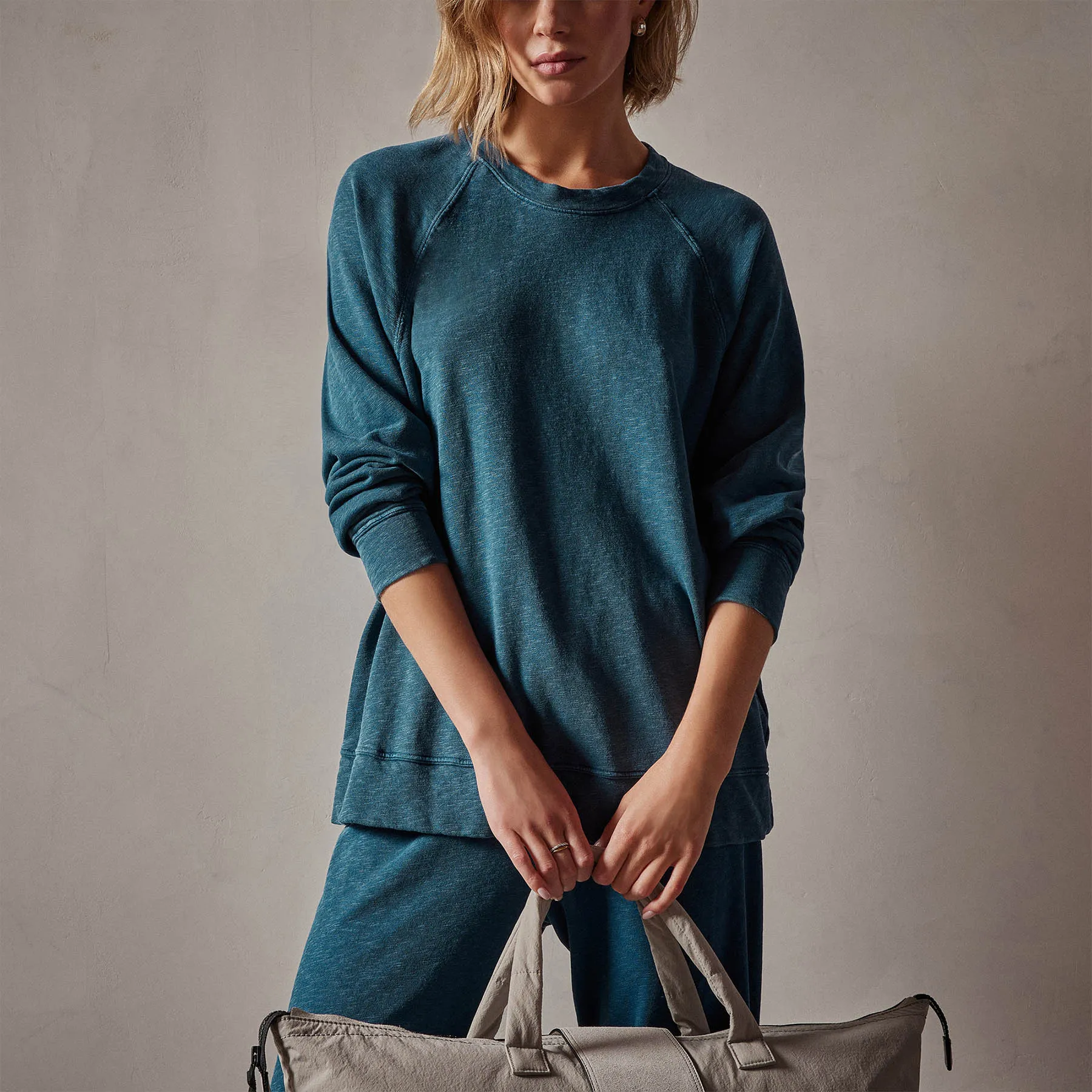 Vintage French Terry Relaxed Sweatshirt - Teal Pigment sold by James Perse product image thumbnail 3