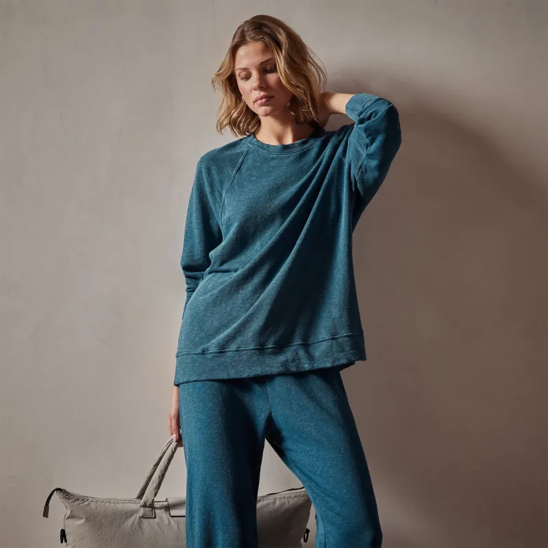 Vintage French Terry Relaxed Sweatshirt - Teal Pigment sold by James Perse