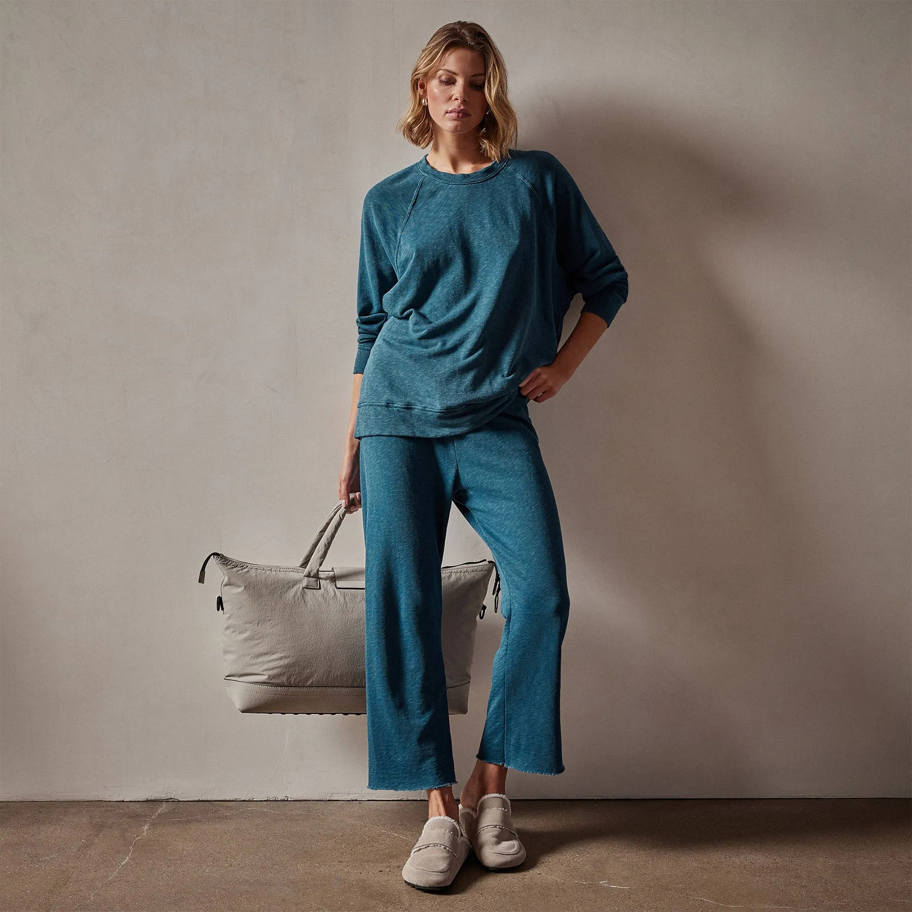 Vintage French Terry Relaxed Sweatshirt - Teal Pigment sold by James Perse product image thumbnail 2