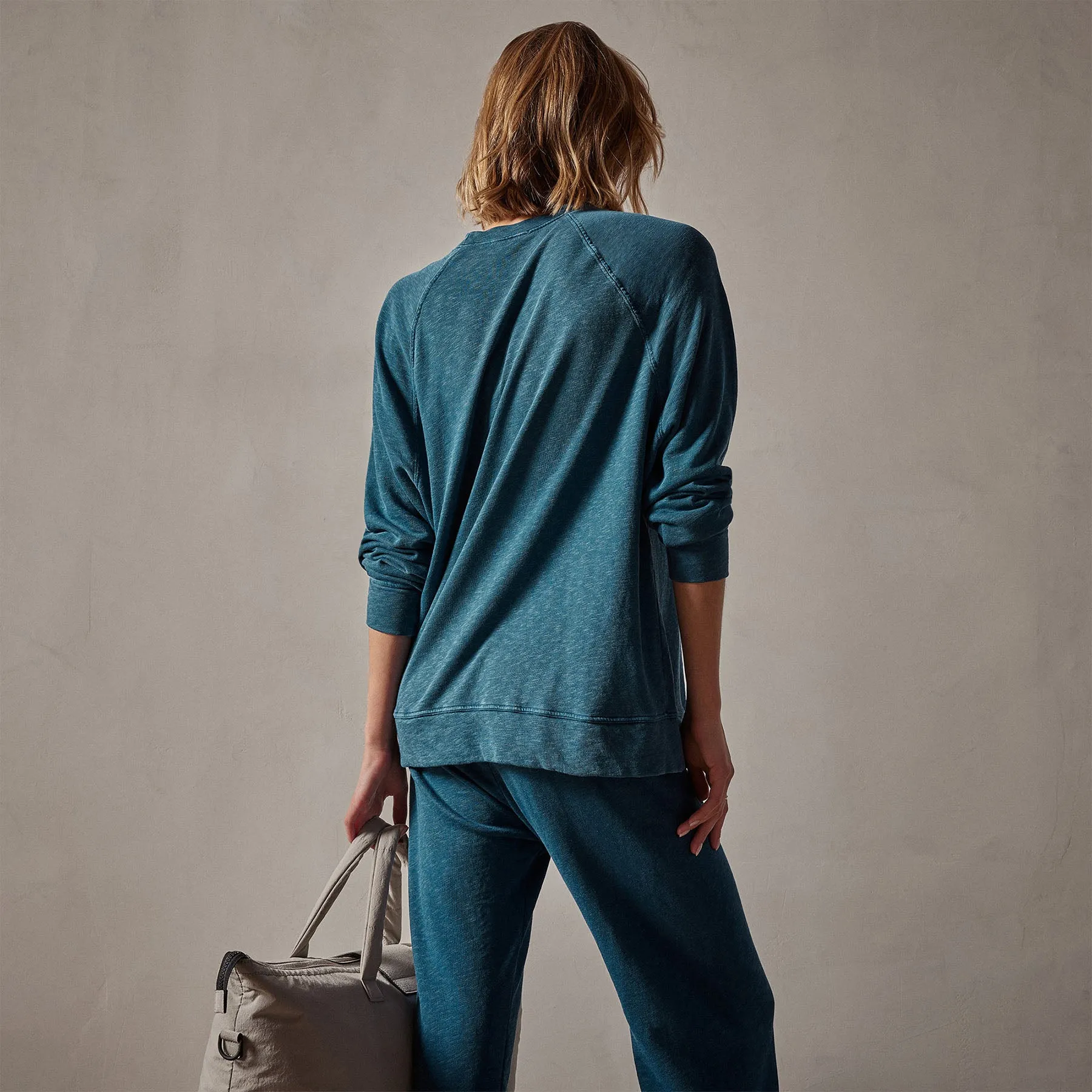 Vintage French Terry Relaxed Sweatshirt - Teal Pigment sold by James Perse product image thumbnail 4