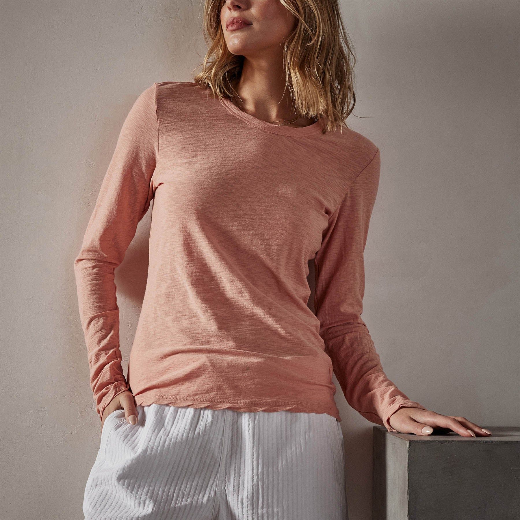 Sheer Slub Long Sleeve Crew - Spritz sold by James Perse