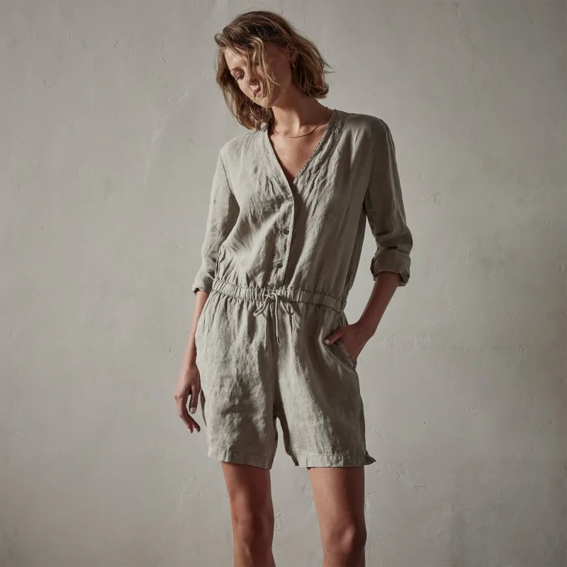 Lightweight Linen Romper - Silt Pigment sold by James Perse